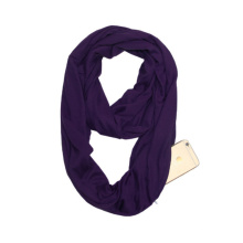 180 cm Women Infinity Loop Scarf Solid Color Woman Scarves Warmer Zipper Pocket Scarf For Travel